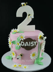 Daisy and Bees 2nd Birthday Cake