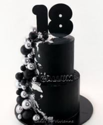 Black and Silver 18th Birthday Cake