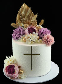 Pink and Gold Communion Cake